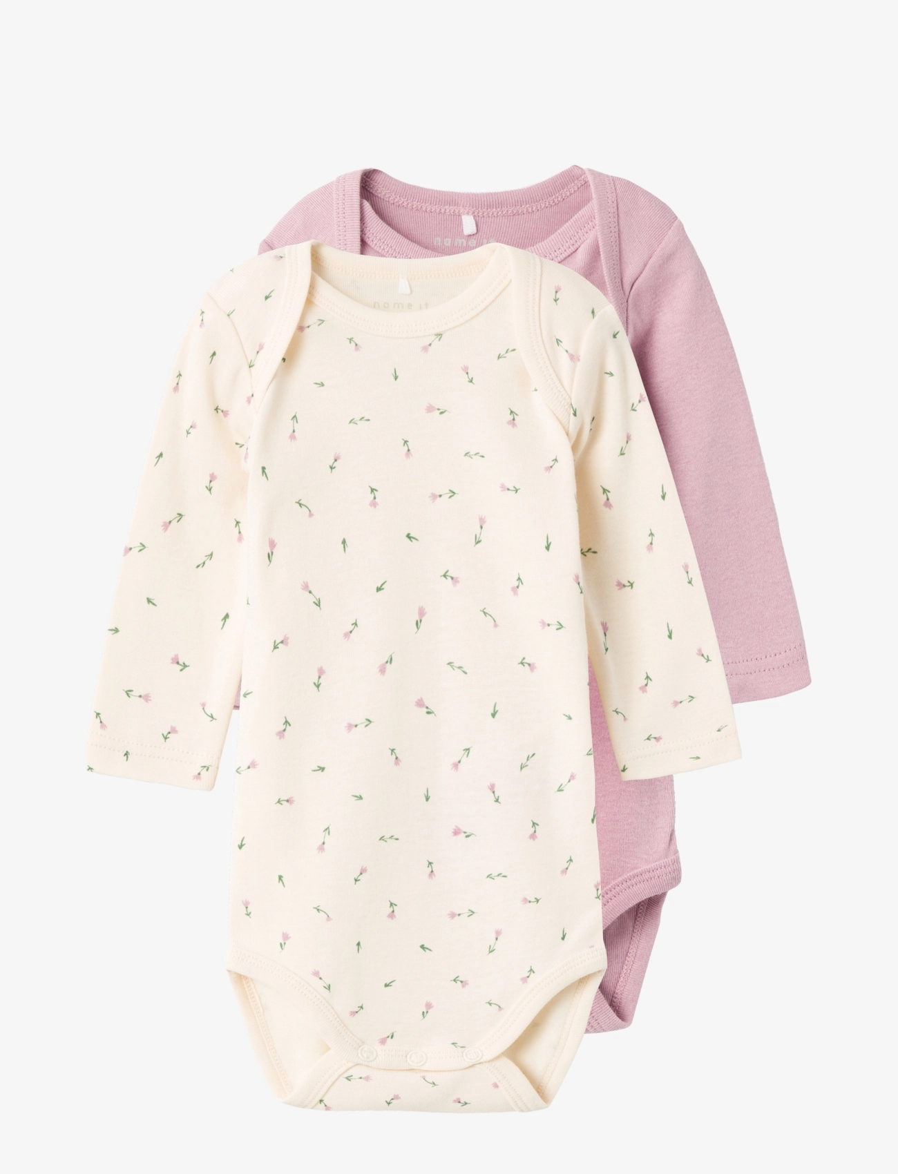 name it - NBFBODY 2P LS BUTTERCREAM FLORAL NOOS - buttercream - 1