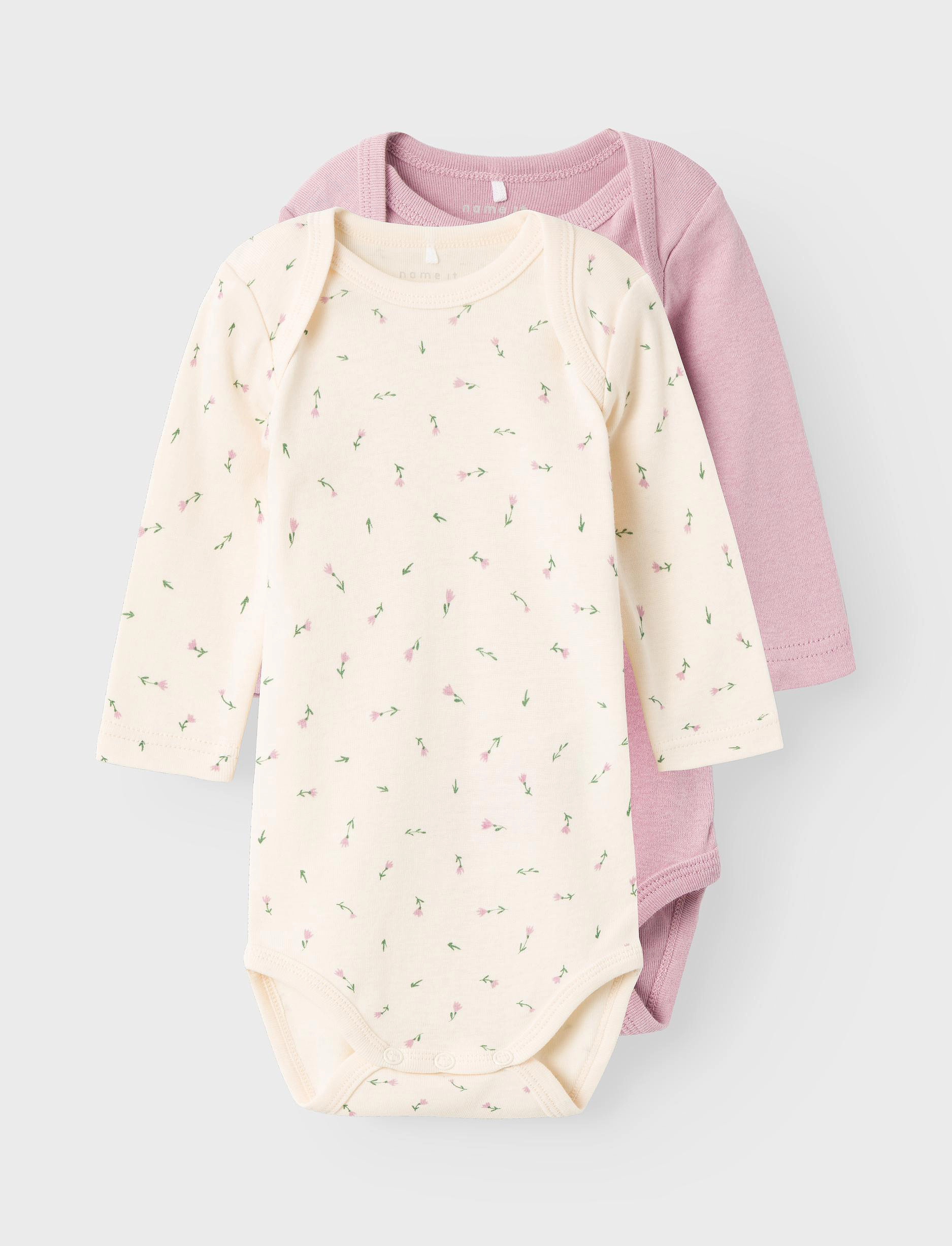 name it - NBFBODY 2P LS BUTTERCREAM FLORAL NOOS - buttercream - 4
