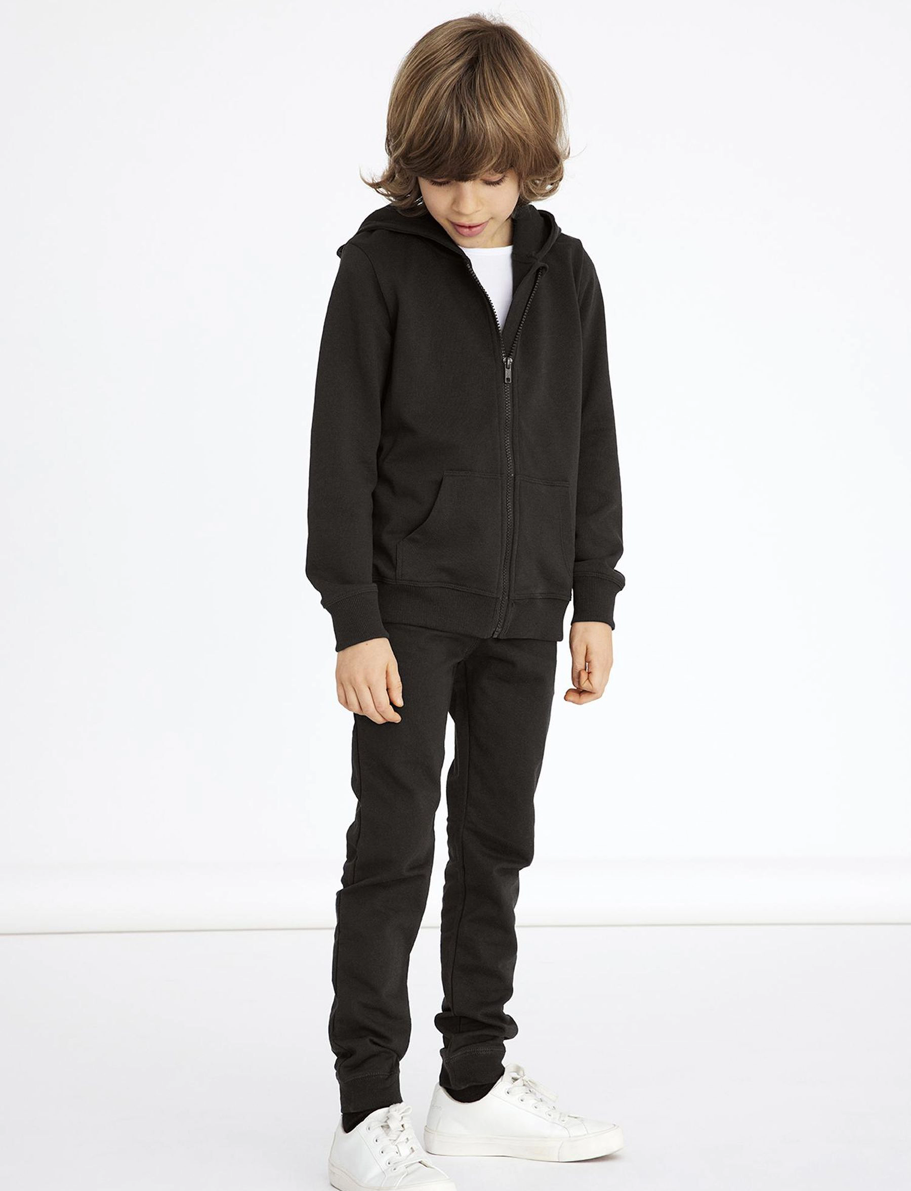 name it - NKMNESWEAT CARD W HOOD BRU NOOS - kapuzenpullover - black - 0