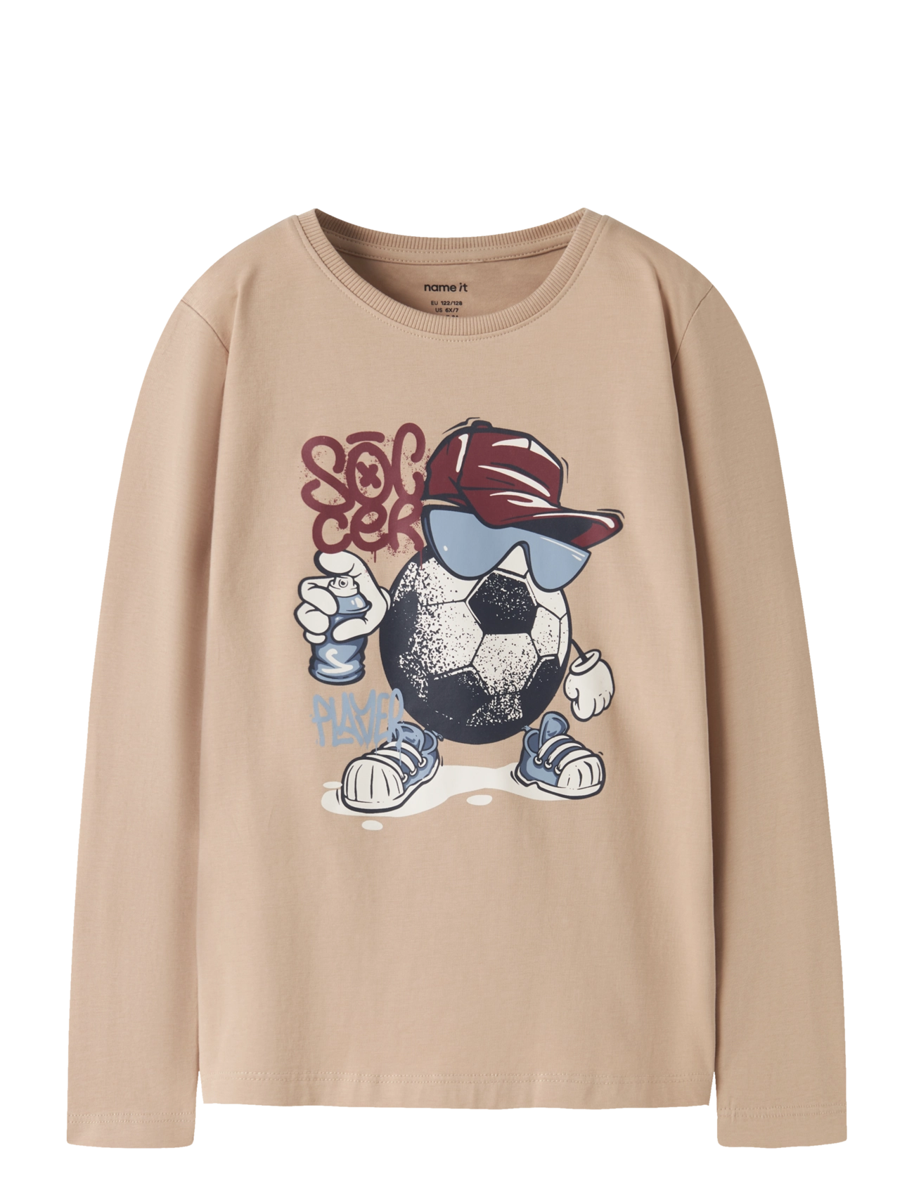 name it Nkmvux Ls Top, 122-128, T-shirts, Beige - Long-sleeved Kinder