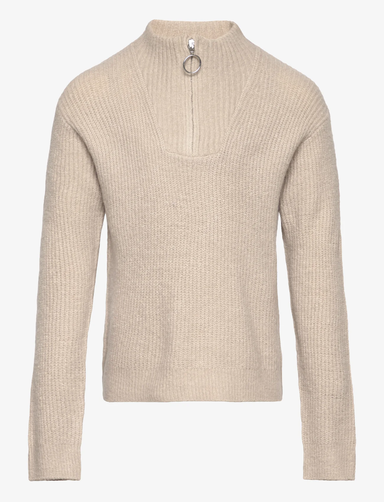 name it - NKFTIMULLE LS SHORT HALF ZIP KNIT - neulepuserot - pure cashmere - 0