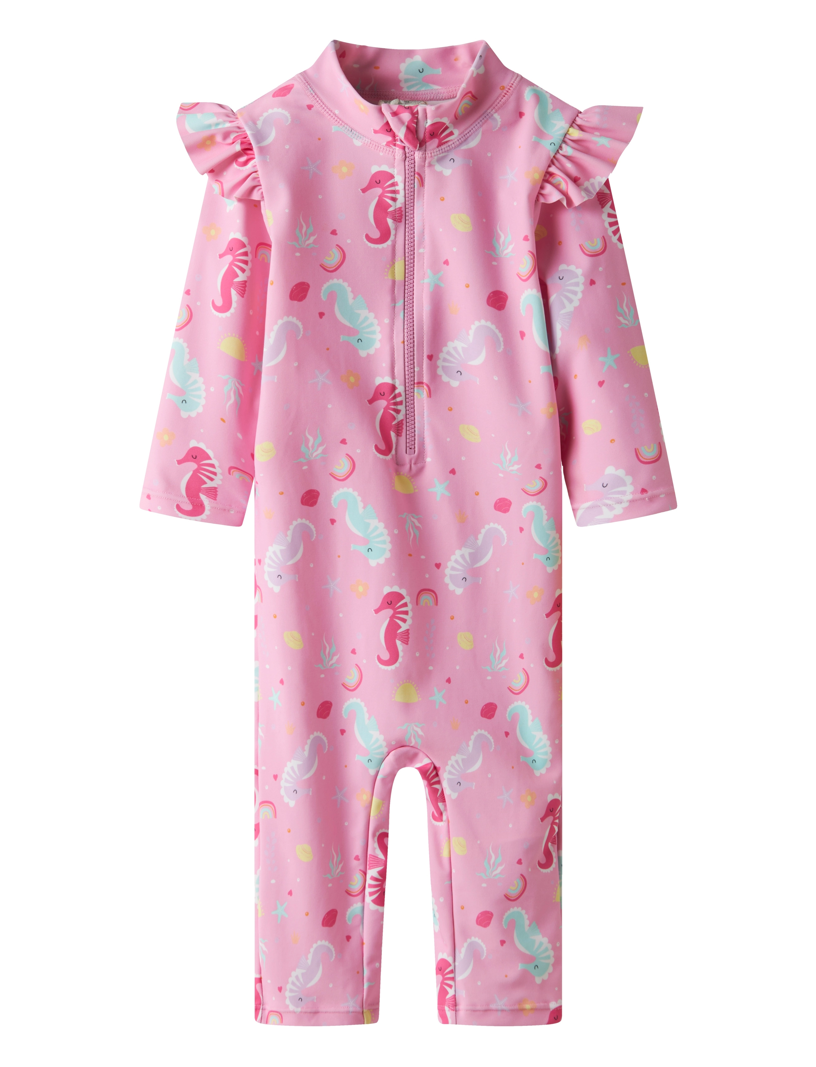name it Nmfzila 3/4 Uv Swimsuit, Børn, Langærmet UV Badedragt, Pink, Str: 92