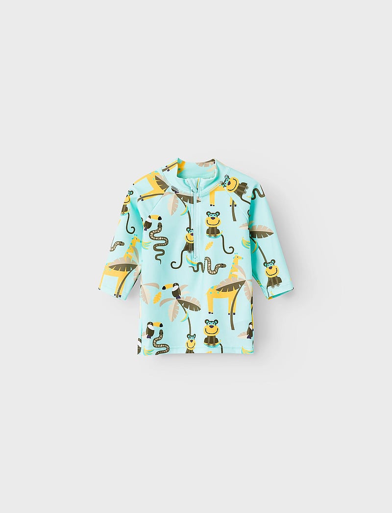 name it - NMMZILO 3/4 UV SWIM TOP - badeoverdele - blue tint - 0