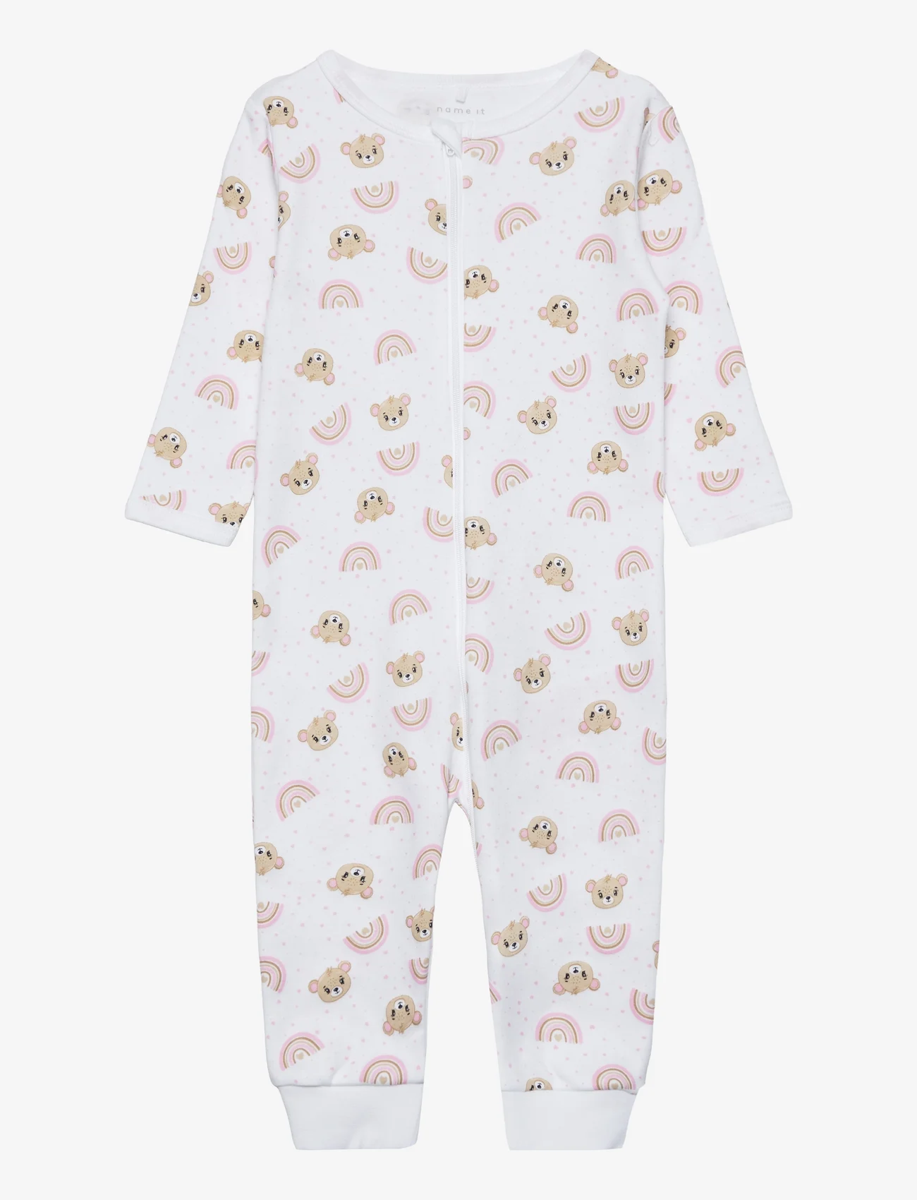 name it - NBFNIGHTSUIT ZIP ORCHID PINK TEDDY NOOS - sleeping overalls - bright white - 0