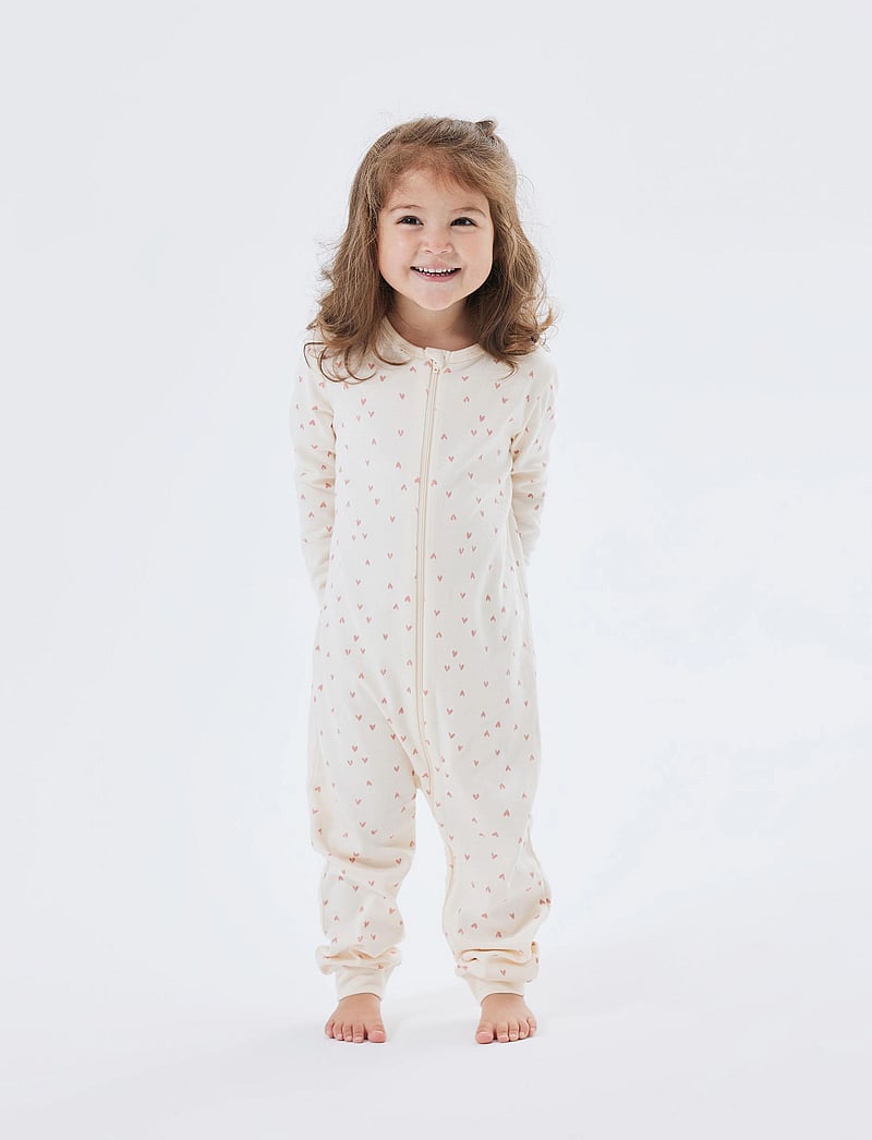 name it - NBFNIGHTSUIT ZIP BUTTERCREAM HEARTS NOOS - sovoveraller - buttercream - 0