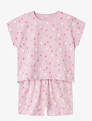 name it - NKFNIGHTSET CAP PINK HEARTS NOOS - pyjamasset - pink lavender - 0