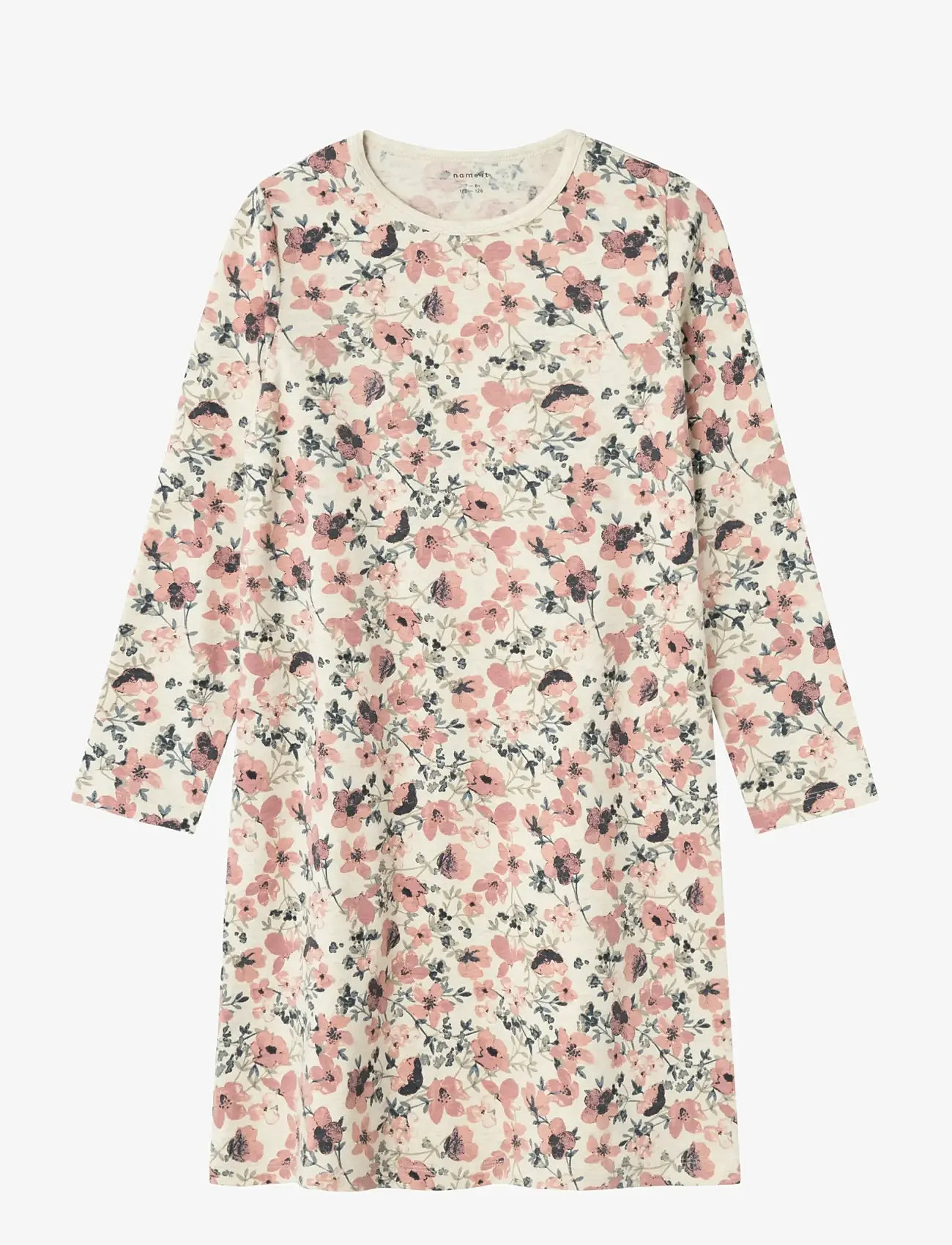 name it - NKFNIGHTGOWN LS NOSTALGIA FLOWER NOOS - nightdresses - peyote melange - 1