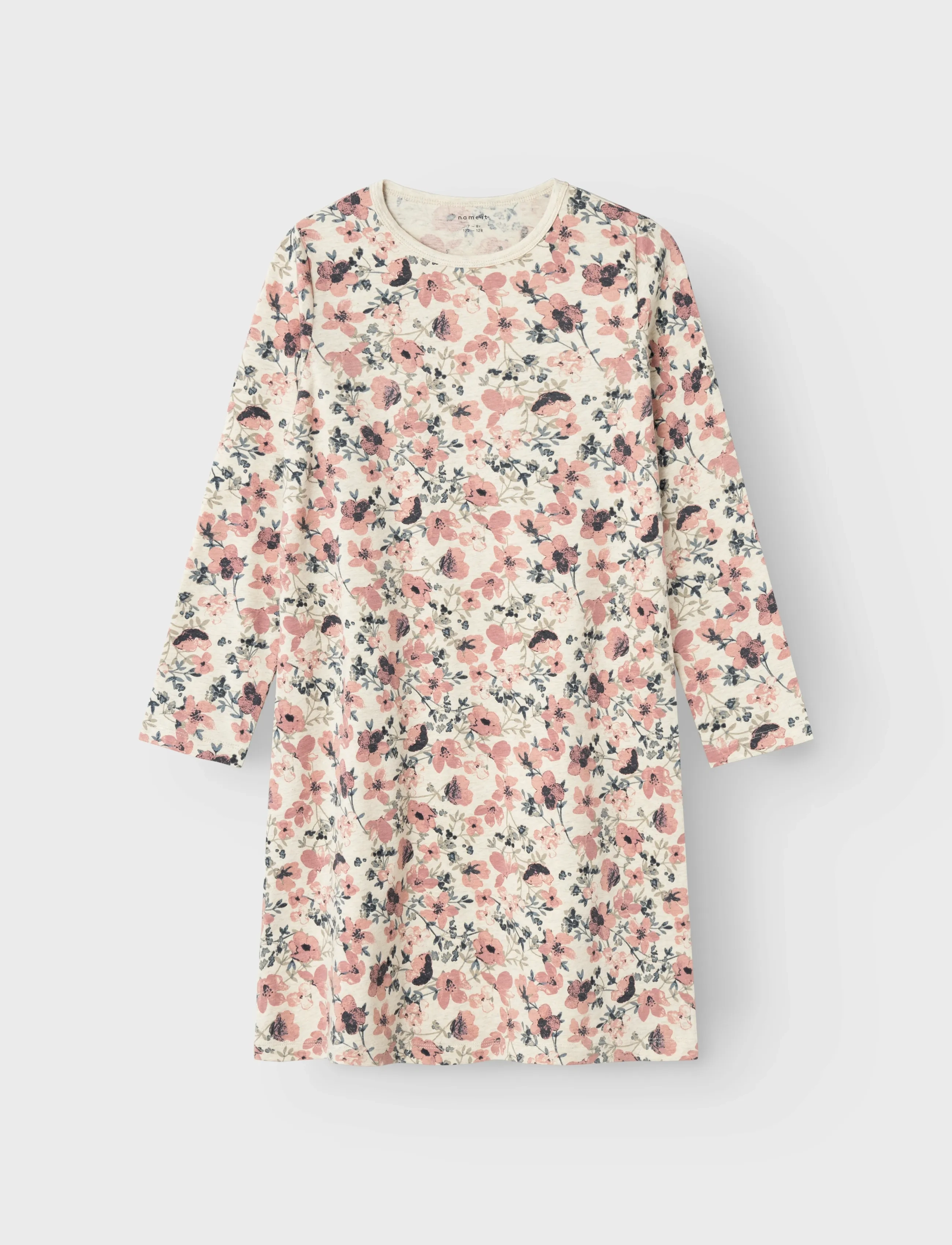 name it - NKFNIGHTGOWN LS NOSTALGIA FLOWER NOOS - nachthemden - peyote melange - 4