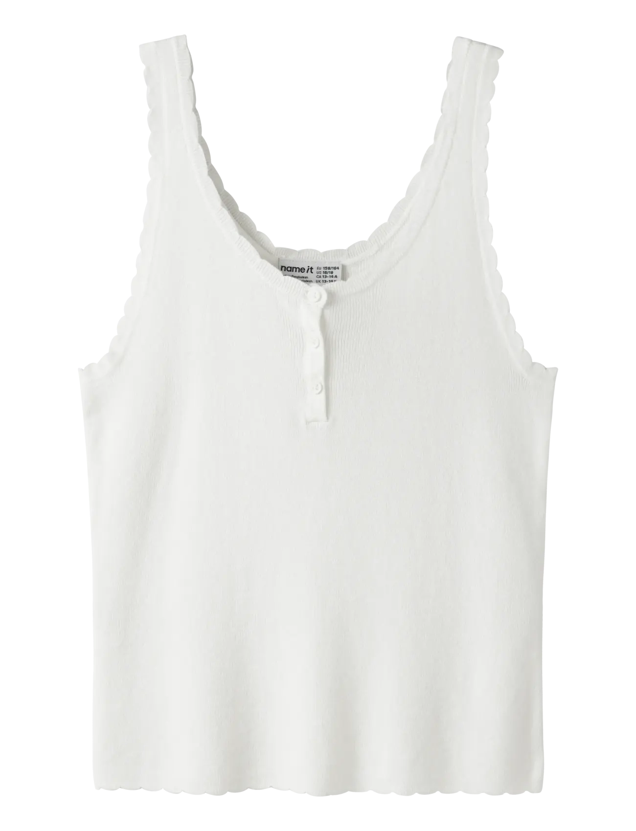 name it Nkffilisa Knit Strap Top, Børn, Bølget Strik Stroptop, Hvid, Str: 158-164