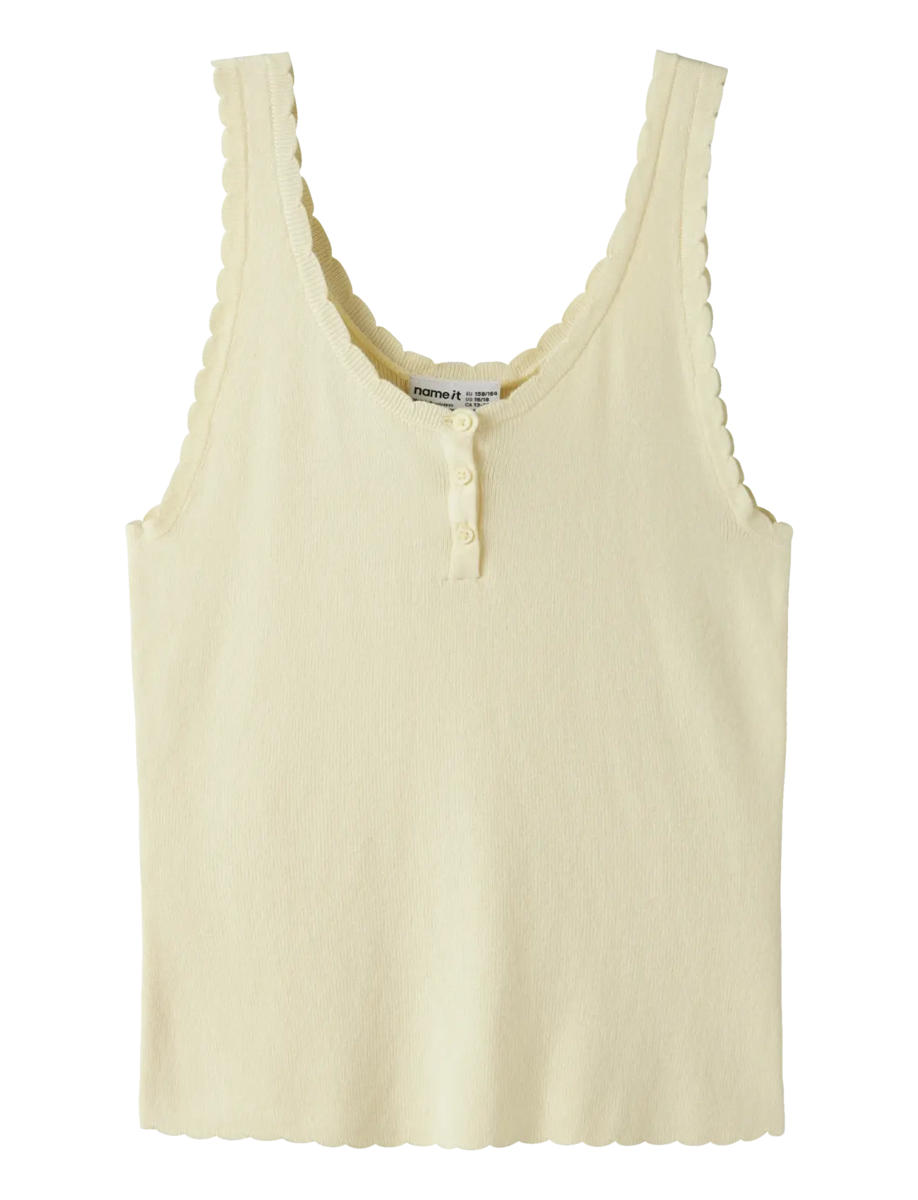 name it Nkffilisa Knit Strap Top, Børn, Bølget Strik Stroptop, Gul, Str: 122-128