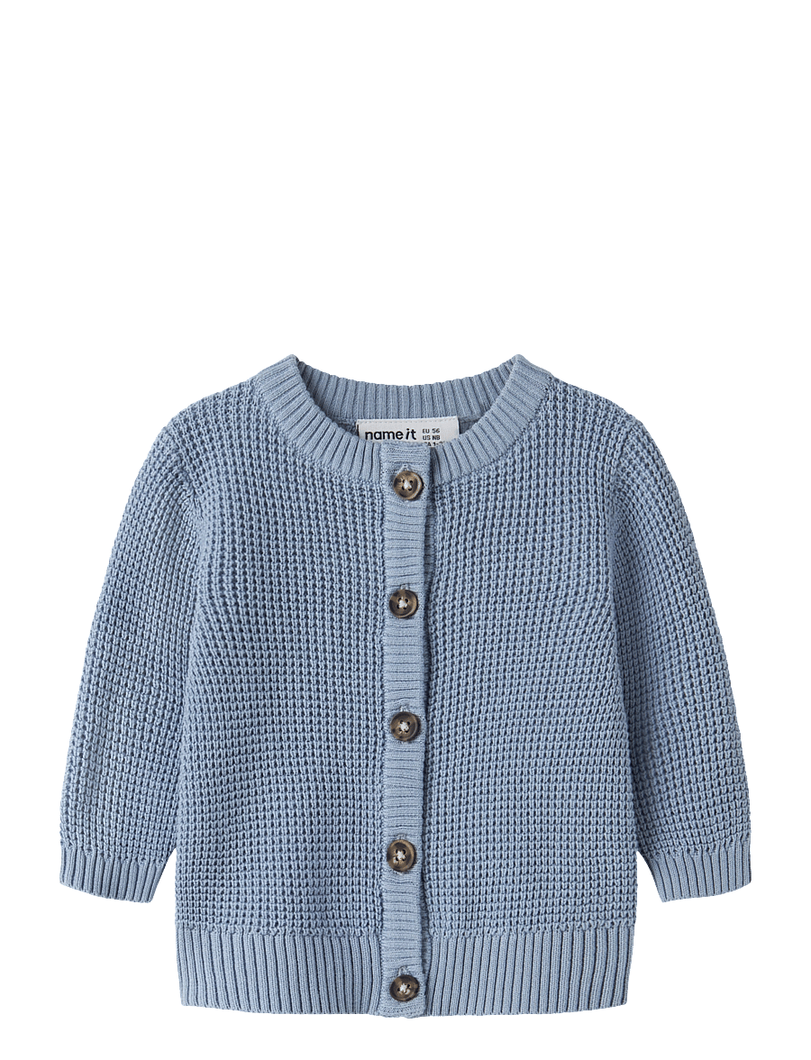 name it - NBNBUBBA LS KNIT CARD NOOS - koftor - ashley blue - 0