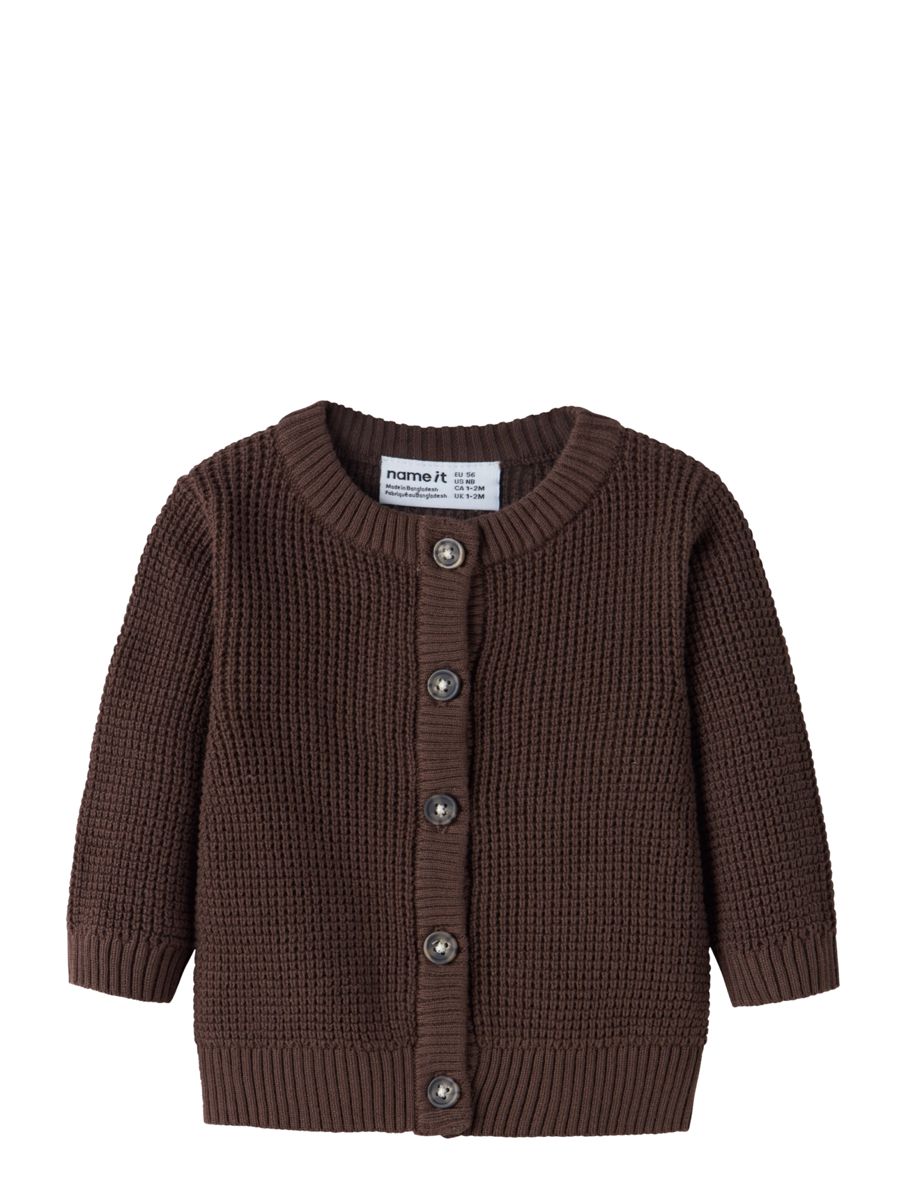 name it - NBNBUBBA LS KNIT CARD NOOS - koftor - french roast - 0