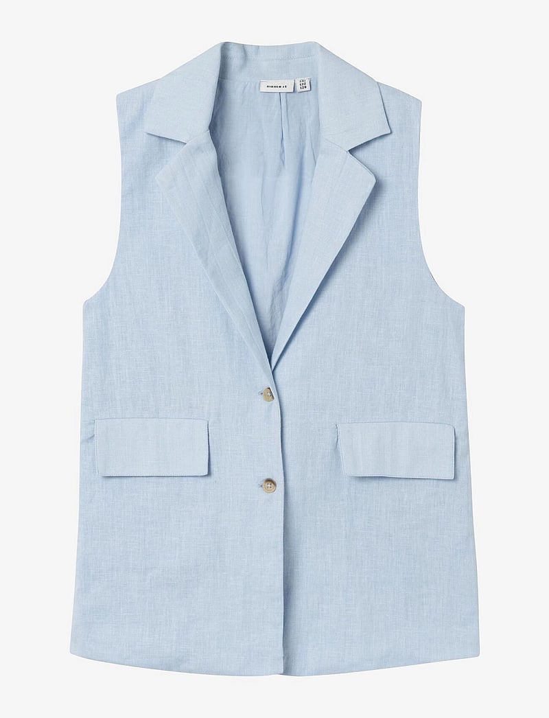name it - NKFFALINNEN WAISTCOAT - västar - chambray blue - 1