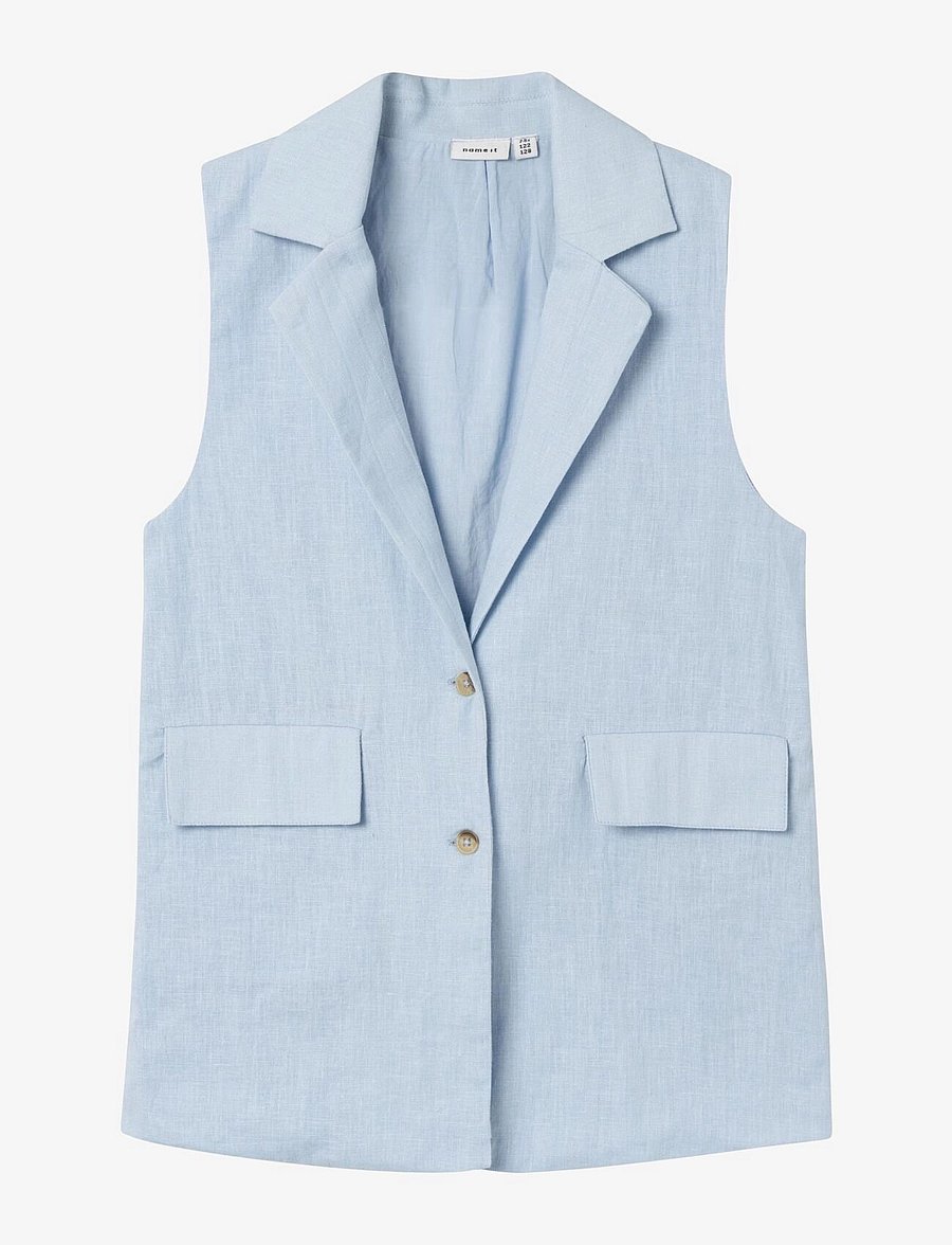 name it - NKFFALINNEN WAISTCOAT - veste - chambray blue - 1