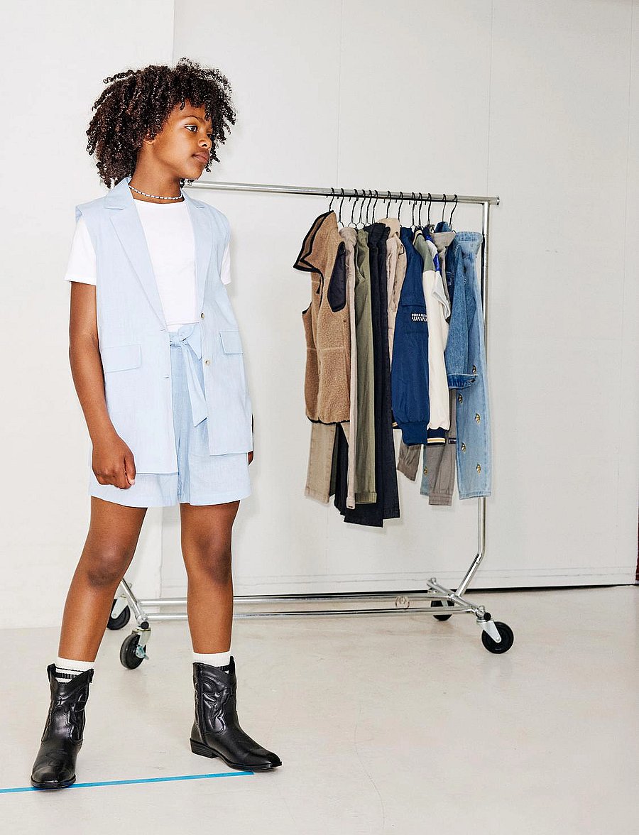 name it - NKFFALINNEN WAISTCOAT - veste - chambray blue - 0
