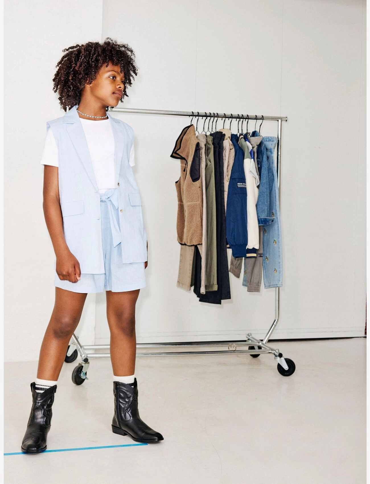 name it - NKFFALINNEN WAISTCOAT - veste - chambray blue - 4