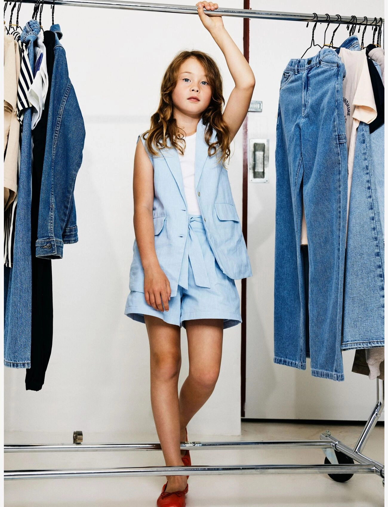 name it - NKFFALINNEN WAISTCOAT - veste - chambray blue - 5