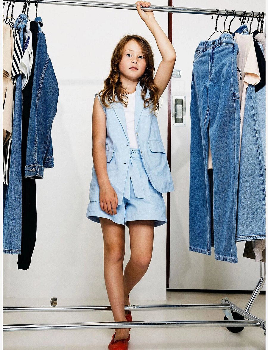 name it - NKFFALINNEN WAISTCOAT - veste - chambray blue - 5