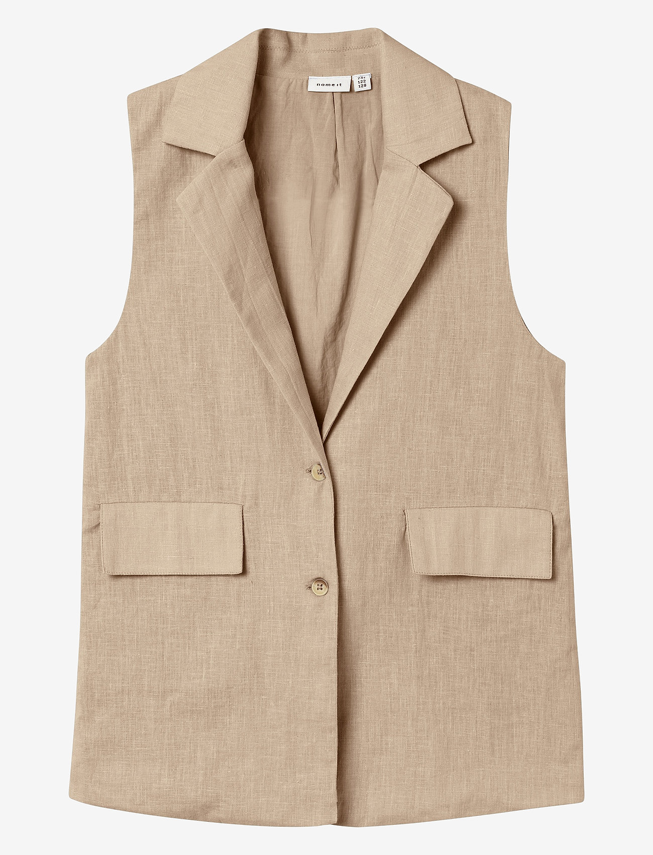 name it - NKFFALINNEN WAISTCOAT - vests - humus - 1