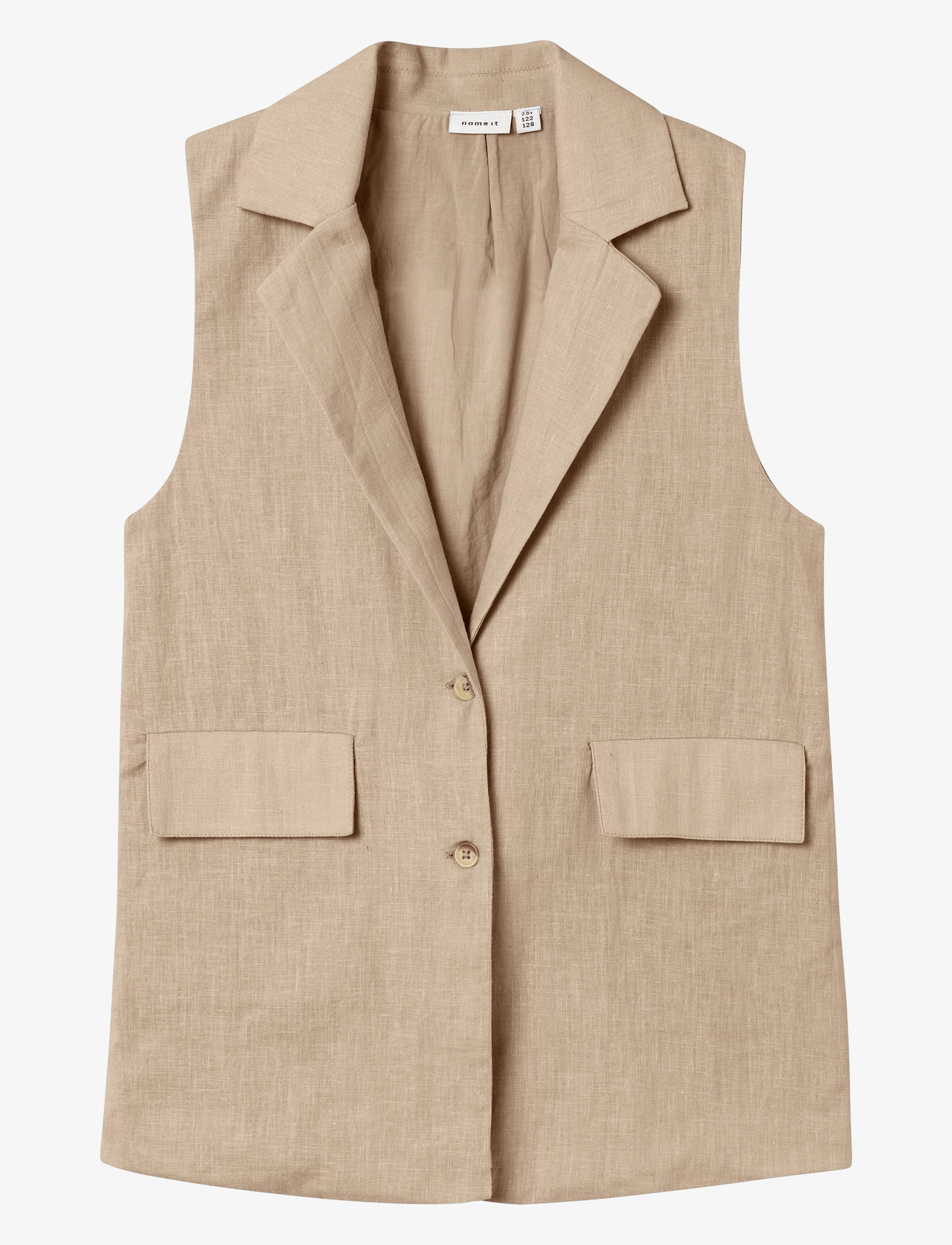 name it NKFFALINNEN WAISTCOAT - Veste - HUMUS / beige