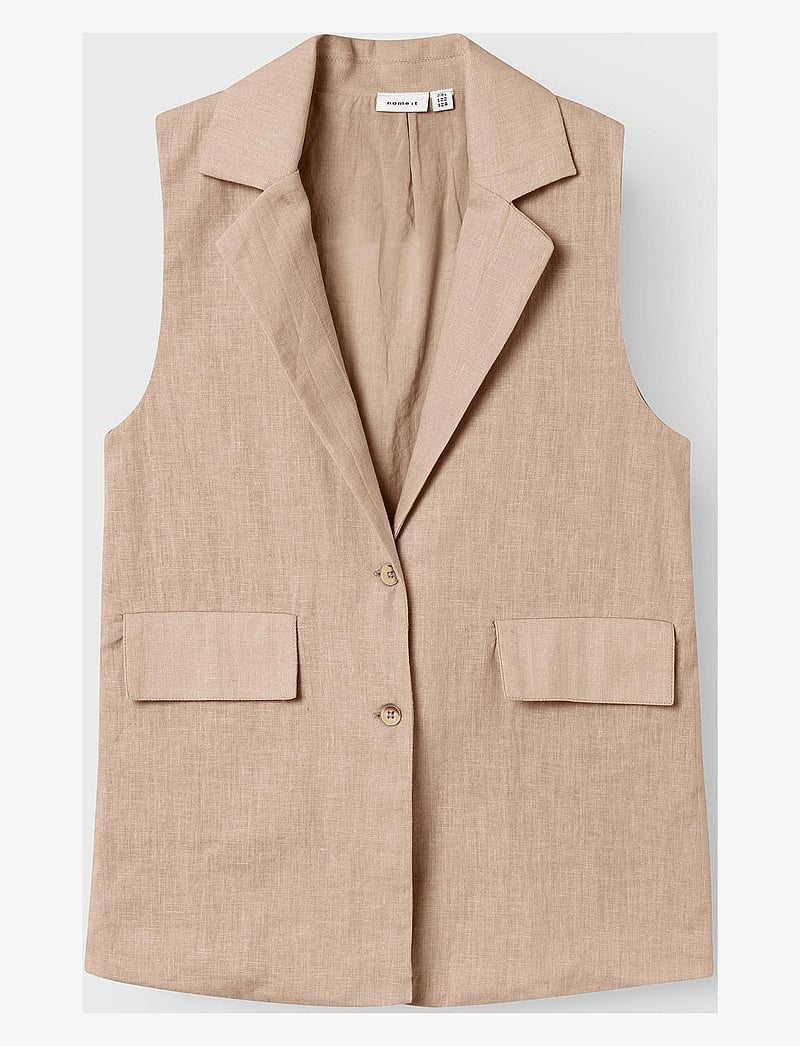 name it - NKFFALINNEN WAISTCOAT - vests - humus - 3