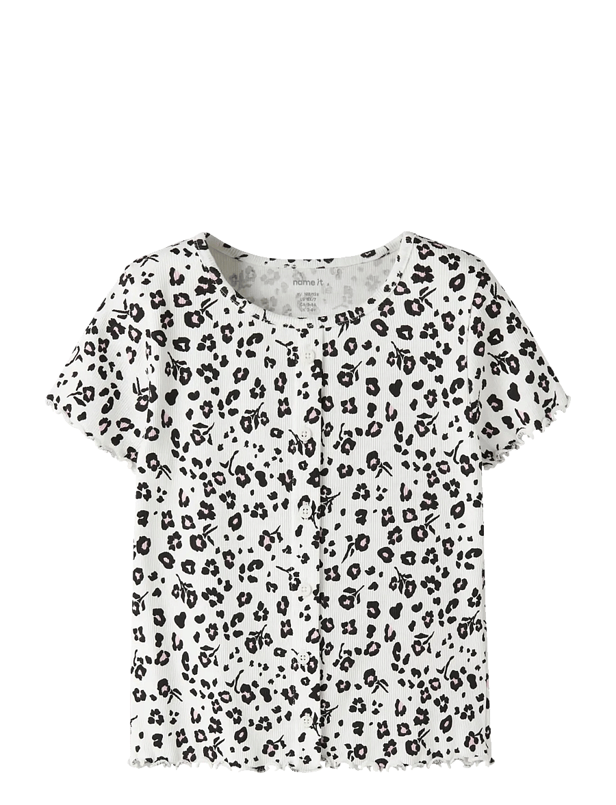 name it - NKFVEMIA AOP SS SLIM TOP - t-krekli ar īsām piedurknēm - cloud dancer - 1