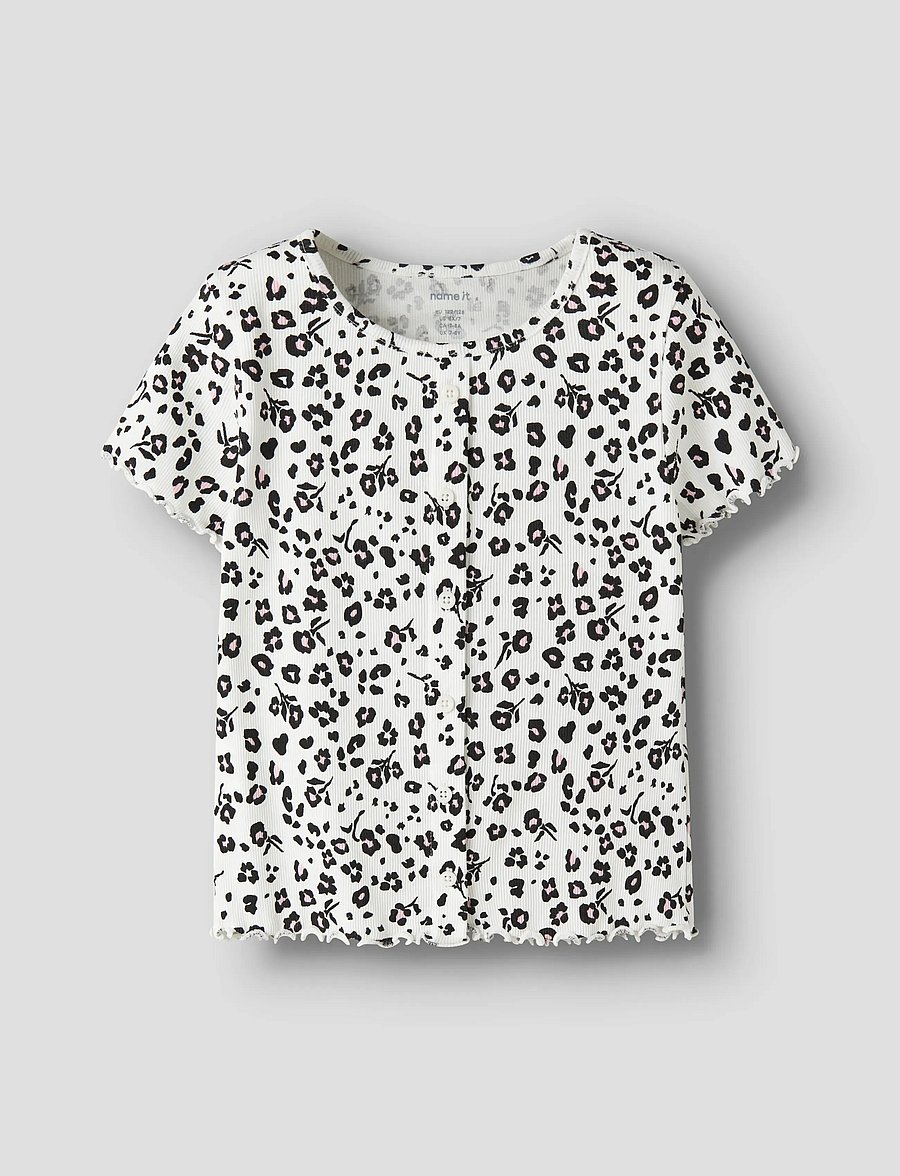 name it - NKFVEMIA AOP SS SLIM TOP - t-krekli ar īsām piedurknēm - cloud dancer - 0