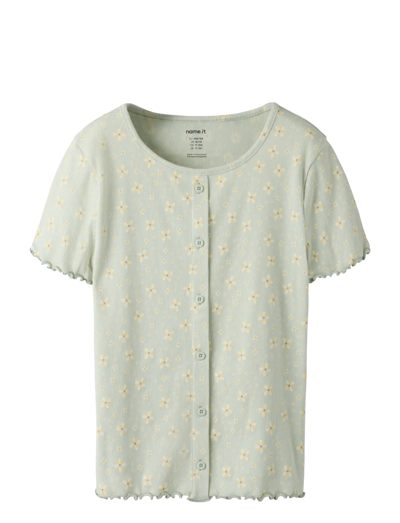 name it Nkfvemia Aop Ss Slim Top, 116, T-shirts, Grün - Short-sleeved, Kinder