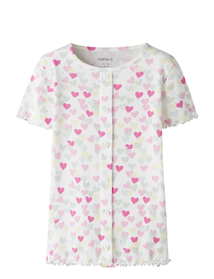name it - NMFVEMIA AOP SS SLIM TOP - kurzärmelige - cloud dancer - 1