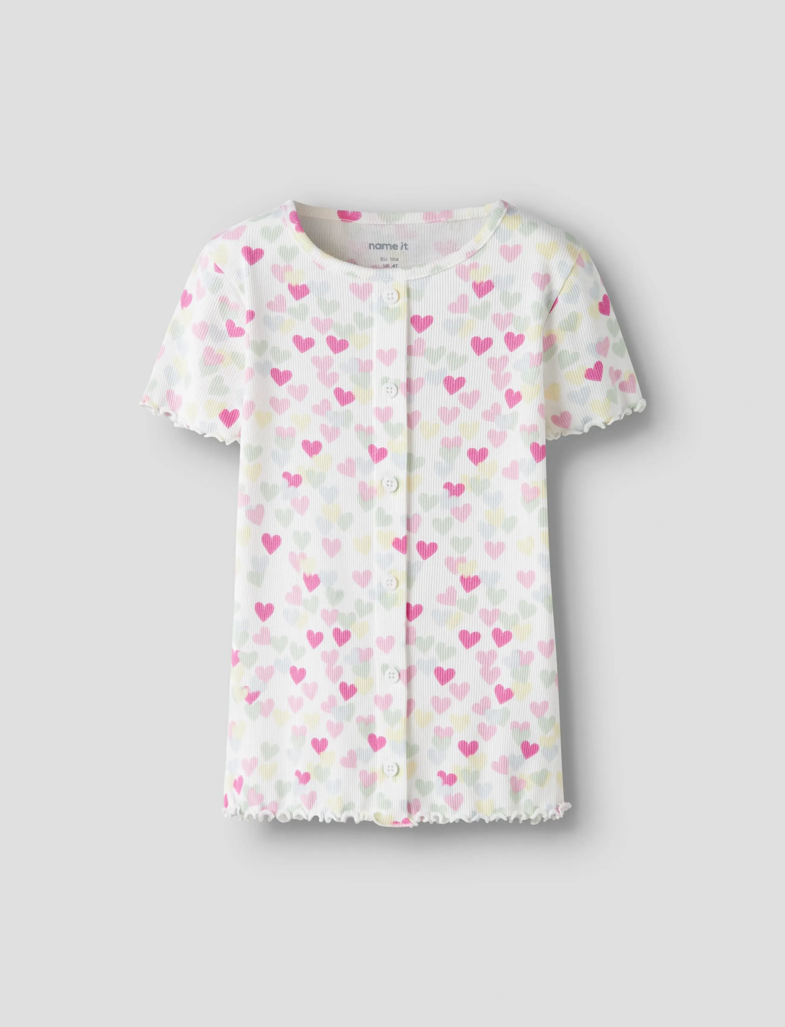 name it Nmfvemia Aop Ss Slim Top, 98, T-shirts, Weiß - Short-sleeved, Kinder