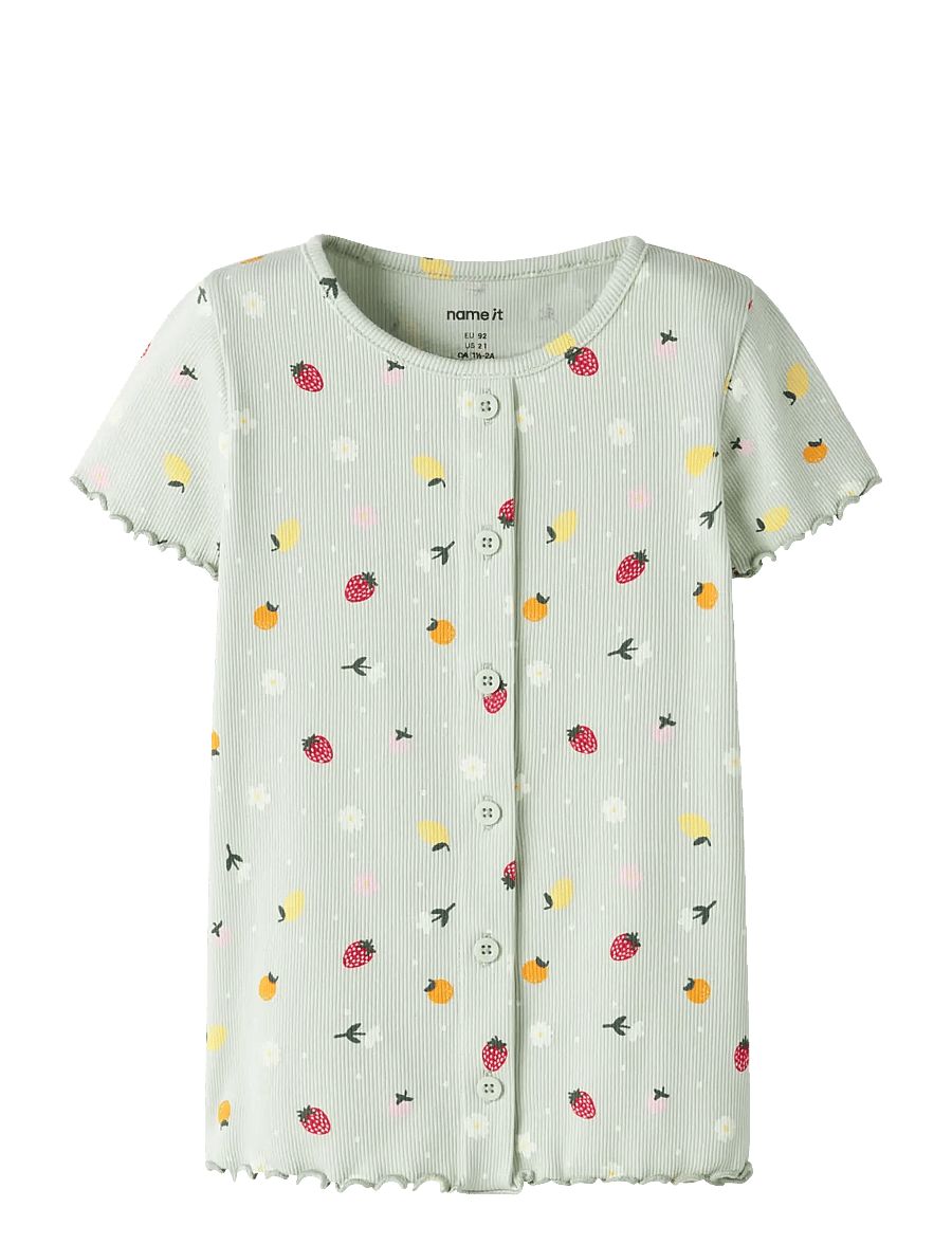 name it - NMFVEMIA AOP SS SLIM TOP - kurzärmelige - pale aqua - 1
