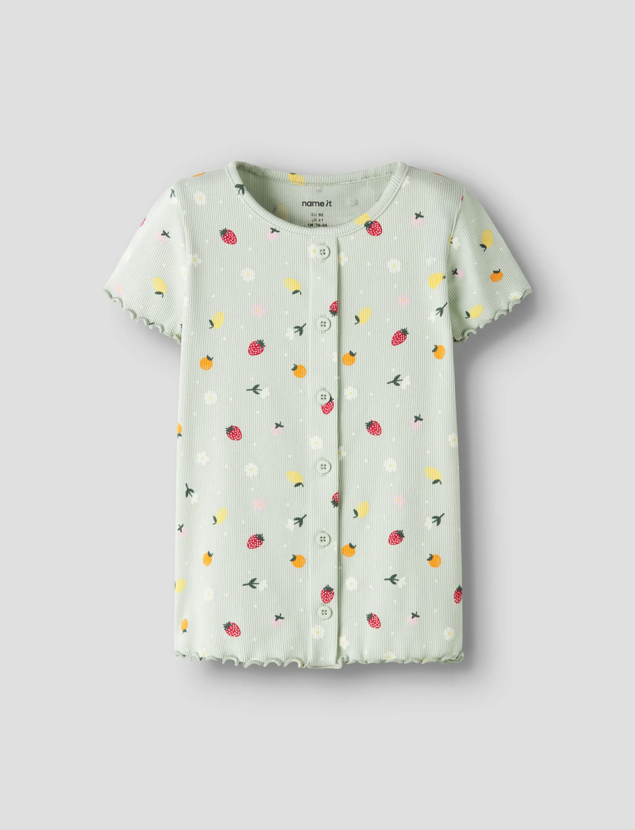 name it Nmfvemia Aop Ss Slim Top, 92, T-shirts, Grün - Short-sleeved, Kinder