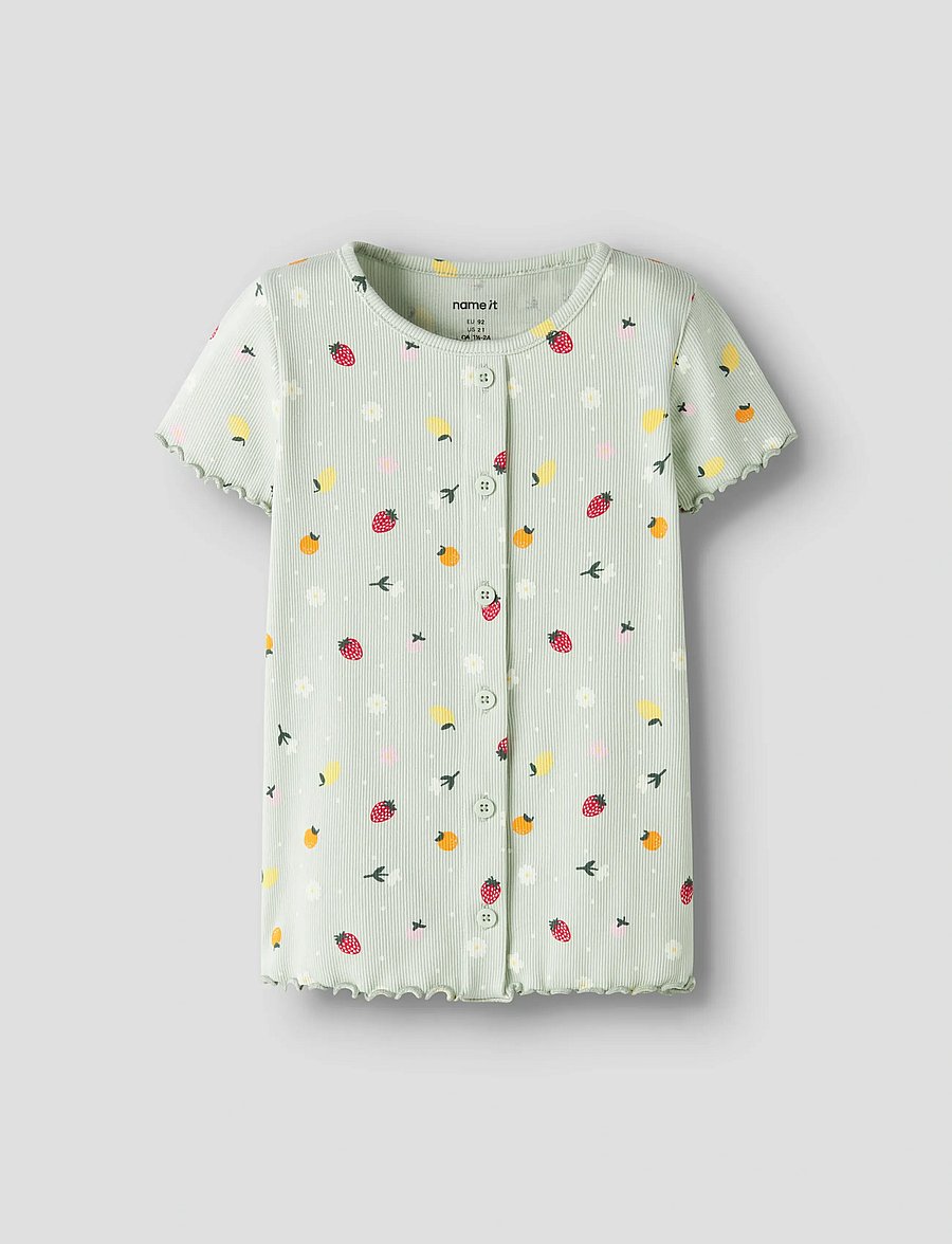 name it - NMFVEMIA AOP SS SLIM TOP - kurzärmelige - pale aqua - 0