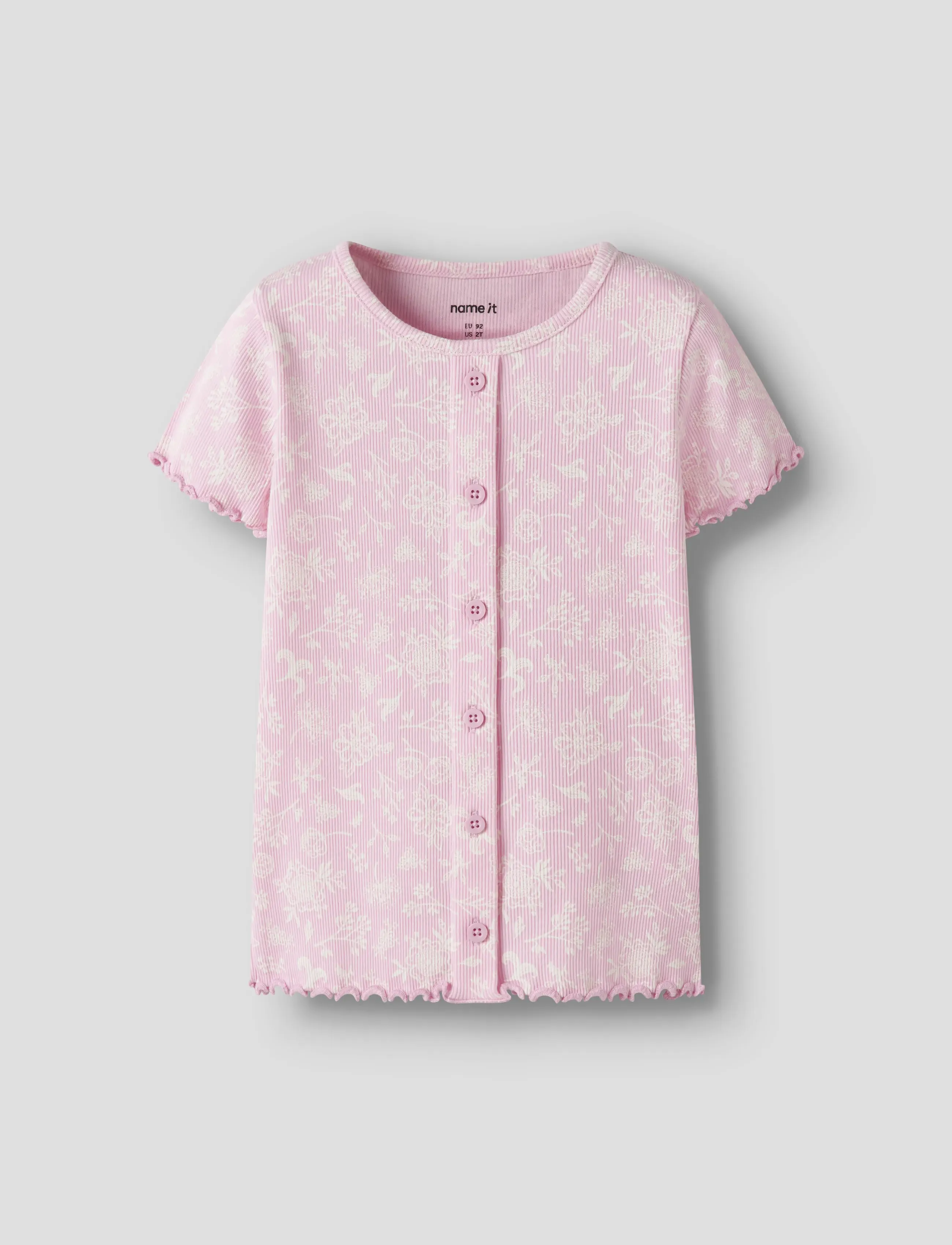 name it Nmfvemia Aop Ss Slim Top, 86, T-shirts, Rosa - Short-sleeved, Kinder