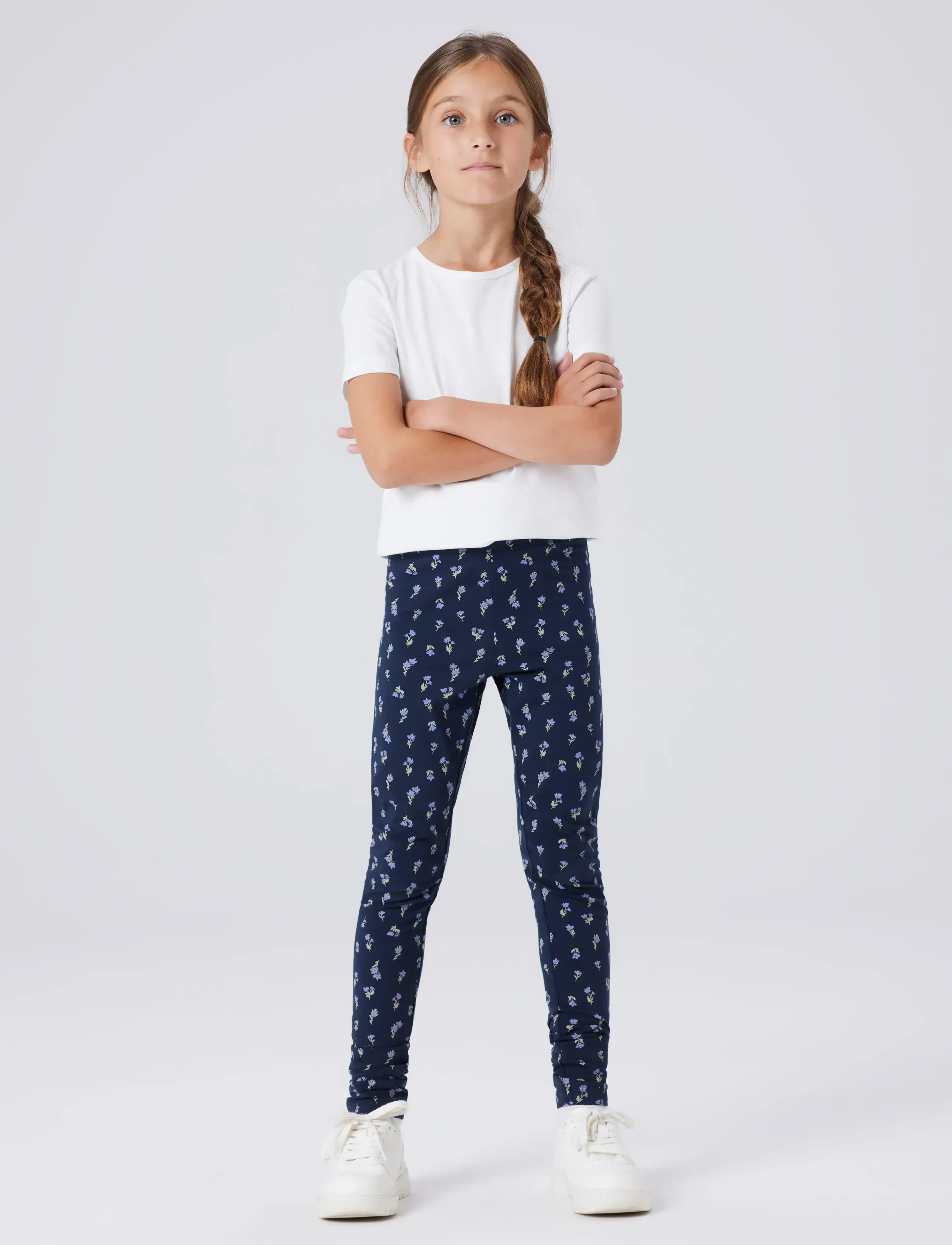 name it Nkfvivian Aop Legging Noos, Børn, Hjerteprint Leggings, Blå, Str: 104