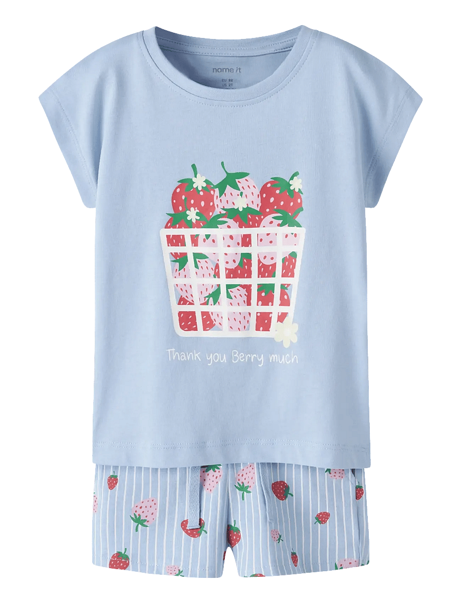 name it - NMFVIGEA CAPSL TOP SET - komplektid lühikeste varrukatega t-särgiga - chambray blue - 0