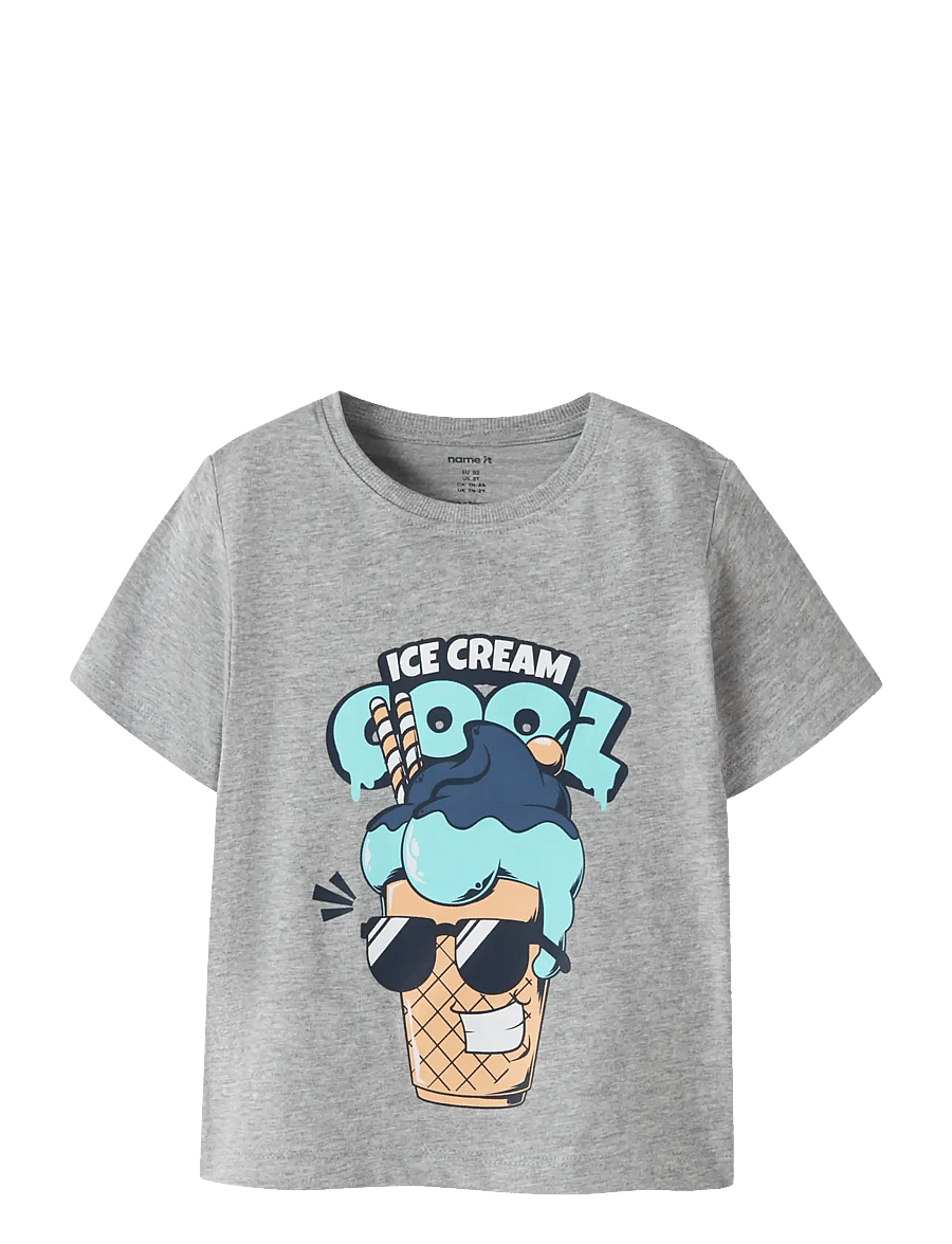 name it - NMMVAGNO SS LOOSE TOP - kurzärmelige - grey melange - 0