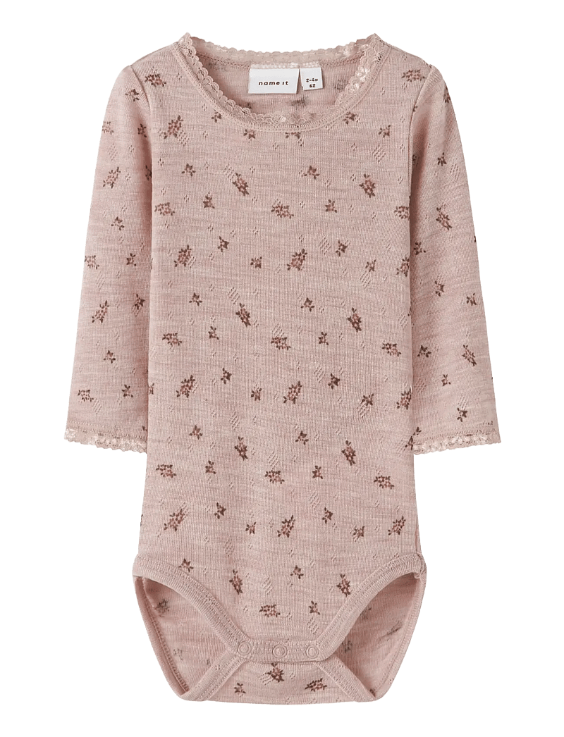 name it - NBFWANG WOOL NEEDLE LS BODY NOOS - base layer baby - shadow gray - 0