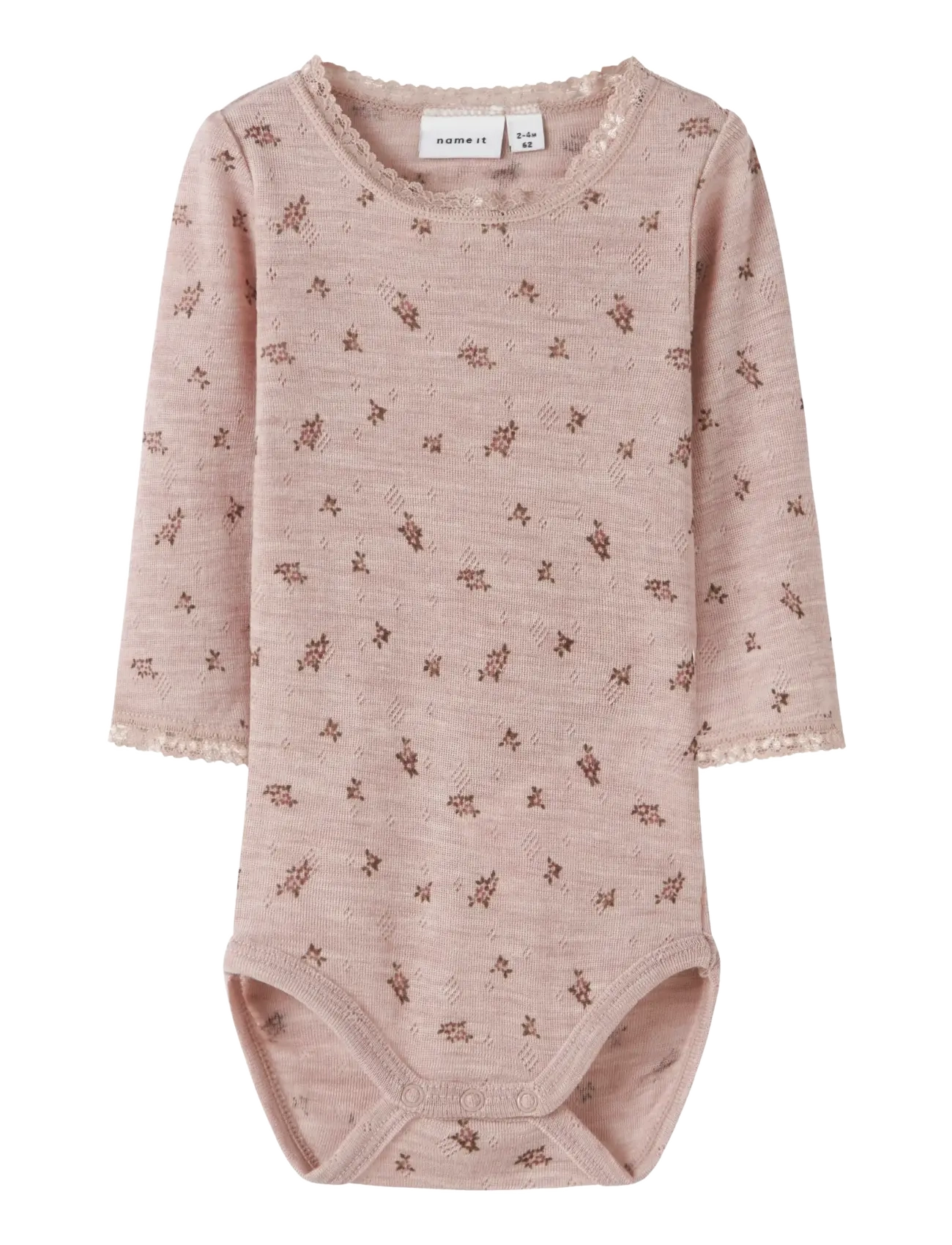 name it NBFWANG WOOL NEEDLE LS BODY NOOS - Funktionsunterwäsche - SHADOW GRAY / pink/rose