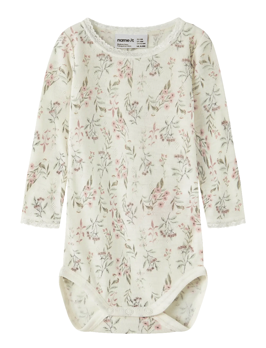 name it - NBFWANG WOOL NEEDLE LS BODY NOOS - base layer baby - snow white - 0