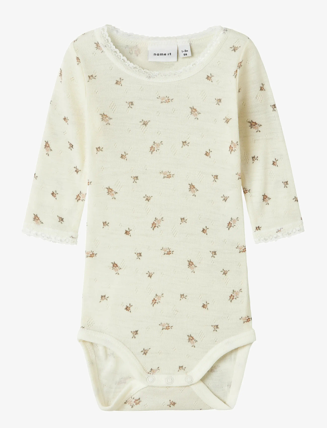 name it - NBFWANG WOOL NEEDLE LS BODY NOOS - långärmade bodies - snow white - 1