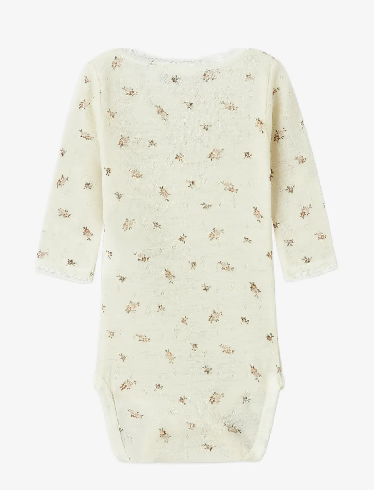 name it - NBFWANG WOOL NEEDLE LS BODY NOOS - långärmade bodies - snow white - 2