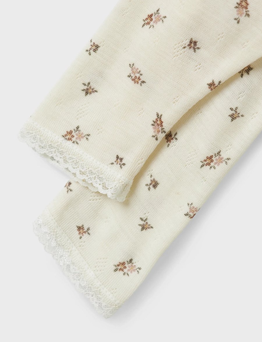 name it - NBFWANG WOOL NEEDLE LEGGING NOOS - base layer baby - snow white - 4