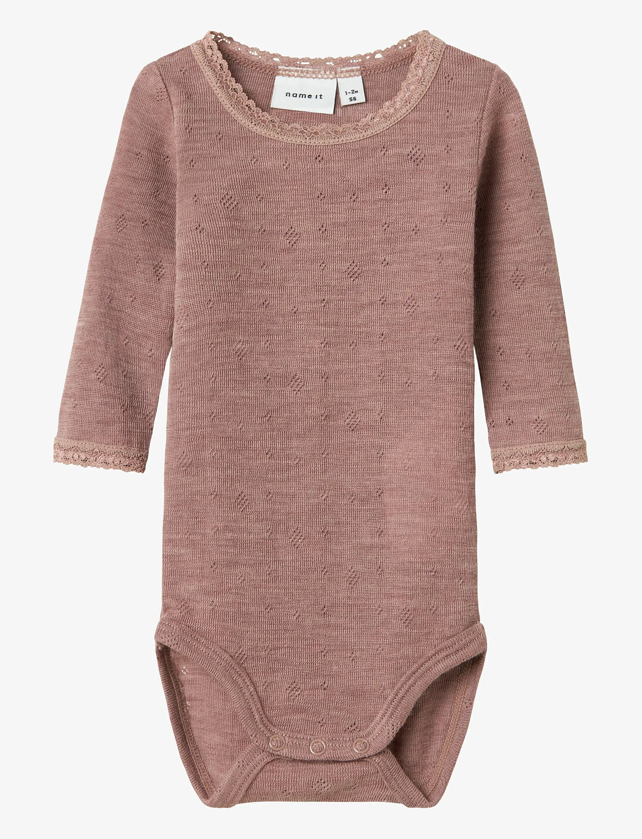 name it - NBFWANG WOOL NEEDLE LS BODY SOLID NOOS - langærmede bodyer - antler - 1