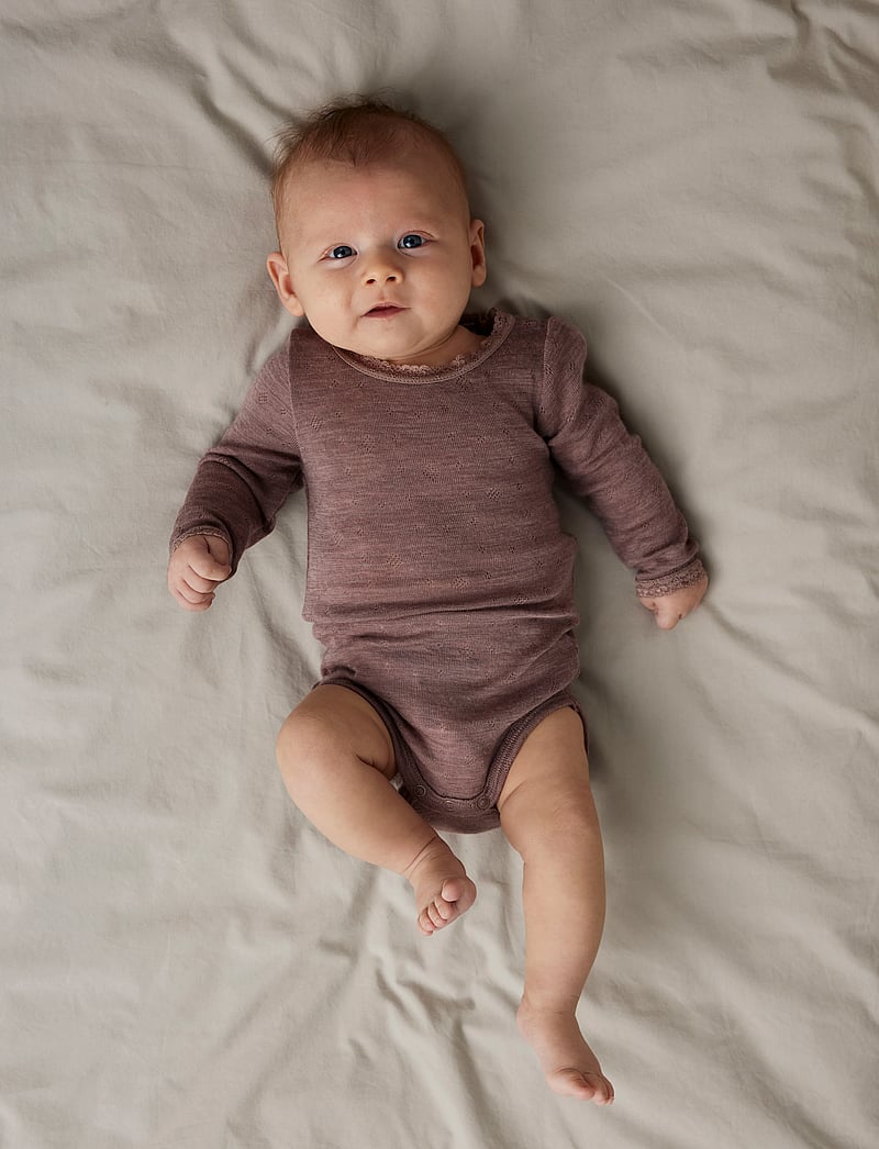 name it - NBFWANG WOOL NEEDLE LS BODY SOLID NOOS - langærmede bodyer - antler - 0