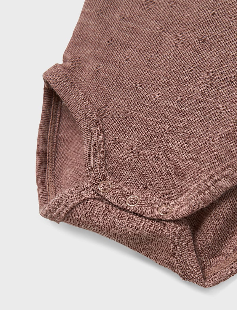 name it - NBFWANG WOOL NEEDLE LS BODY SOLID NOOS - langærmede bodyer - antler - 3