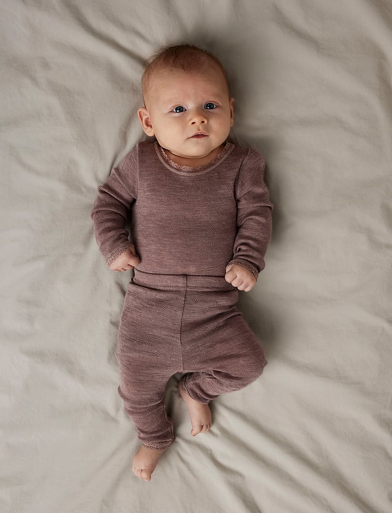 name it - NBFWANG WOOL NEEDLE LS BODY SOLID NOOS - langærmede bodyer - antler - 4