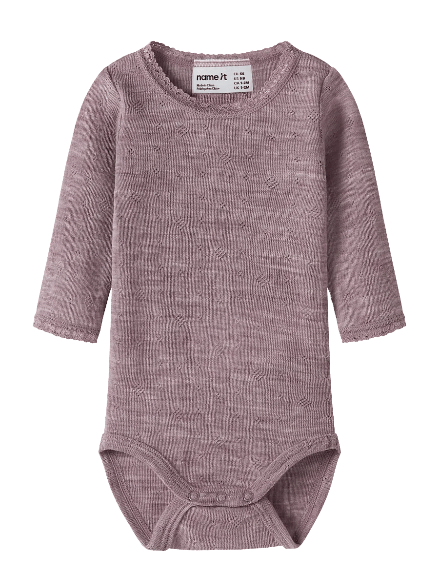 name it - NBFWANG WOOL NEEDLE LS BODY SOLID NOOS - base layer baby - toadstool - 0