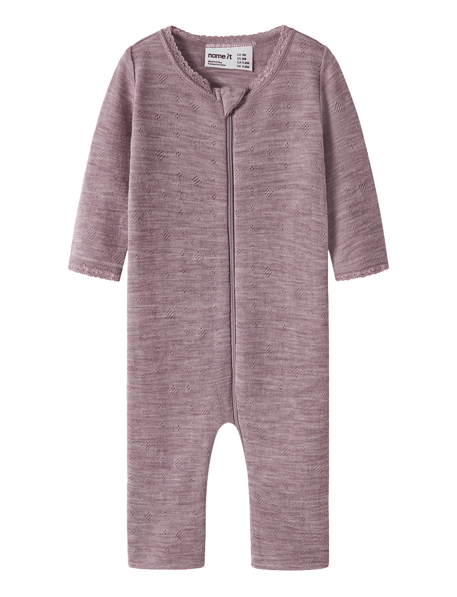 name it - NBFWANG WOOL NEEDLE NIGHTSUIT SOLID - schlafoveralls - toadstool - 0
