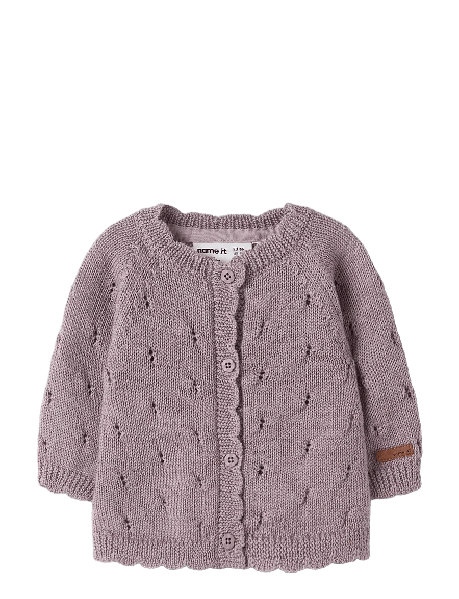 name it - NBFWRILLA WOOL LS KNIT CARD - cardigans - toadstool - 2